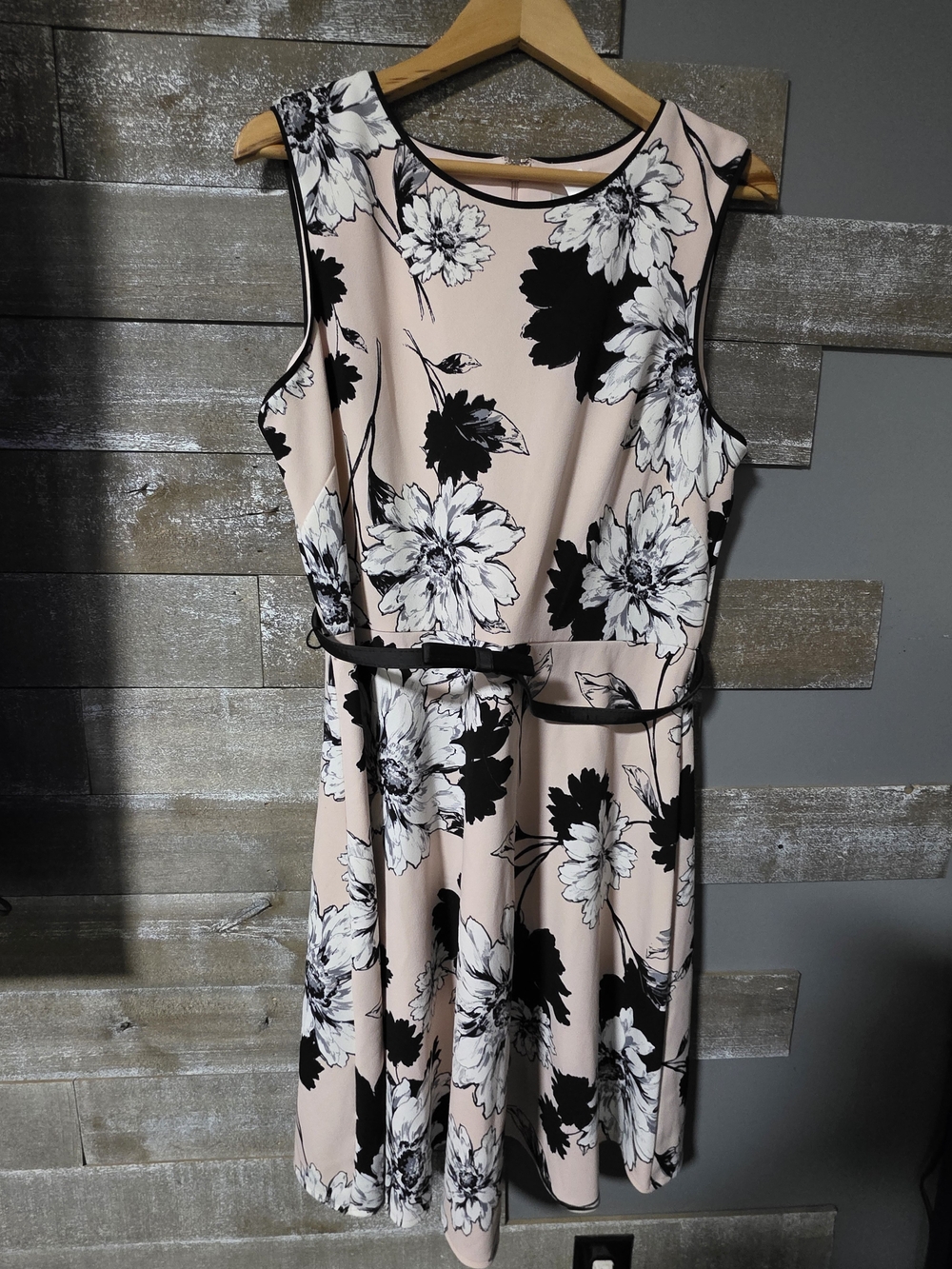 London Times Pink Floral Sleeveless Maxi Dress with Black Accents